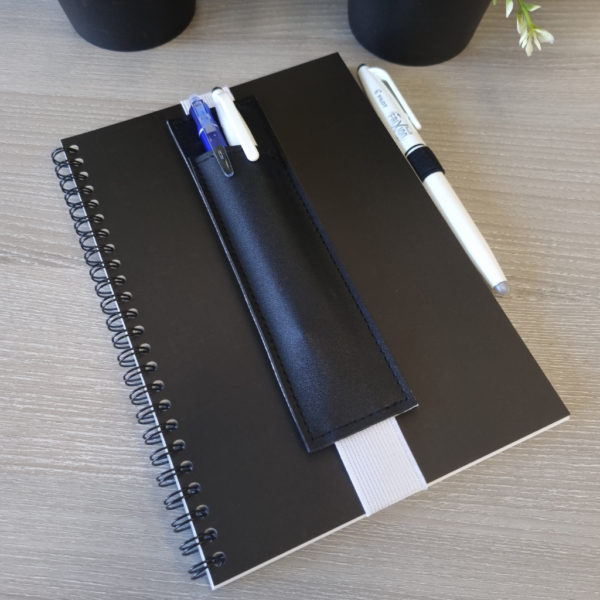 Penhouder etui voor A5 notitieboek | Zwart | 2 pennen