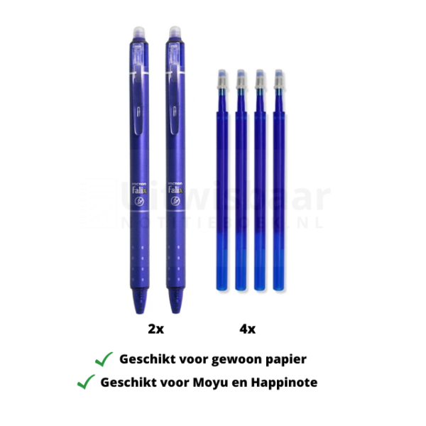 Uitwisbare pen hema  | 0.5 | Blauw | Met navullingen | 6-delig